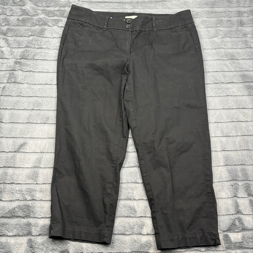 LOFT Outlet Petite Original Crop Pants Black Size 12P Cotton Stretch Mid Rise